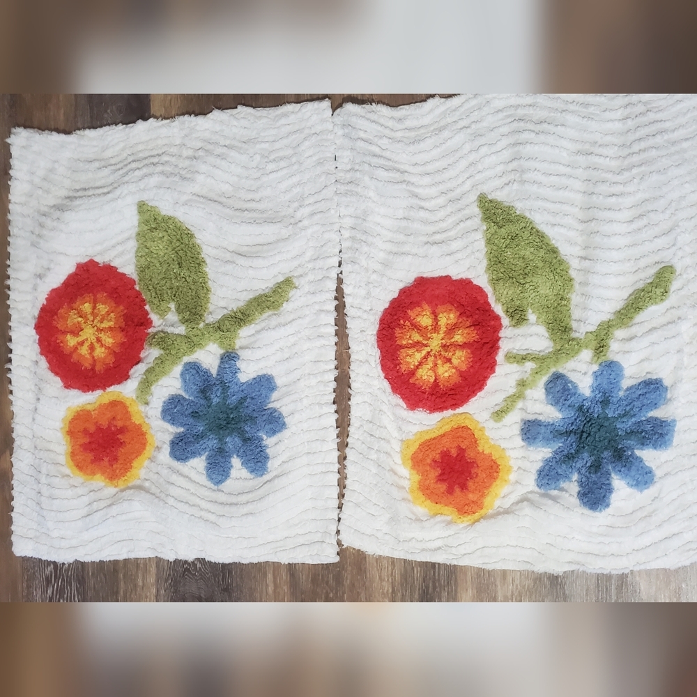 Unbranded Pillow Shams 2 Chenille Floral Standard sz Cotton